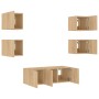 Muebles TV pared con LED 6 pzas madera ingeniería roble Sonoma by , TV Furniture - Ref: Foro24-3216813, Price: 170,61 €, Disc...