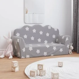 Zweiplätziges Kinder-Sofa aus weichem hellgrauem Plüsch mit Sternen. von , Baby- und Kleinkindmöbel - Ref: Foro24-357046, Pre...