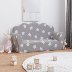Zweiplätziges Kinder-Sofa aus weichem hellgrauem Plüsch mit Sternen. von , Baby- und Kleinkindmöbel - Ref: Foro24-357046, Pre...