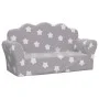 Sofá de niños de 2 plazas felpa suave gris claro con estrellas by , Baby and Toddler Furniture - Ref: Foro24-357046, Price: 4...