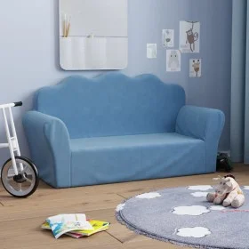 Zweiplätziges Kinder-Sofa aus weichem blauen Plüsch von , Baby- und Kleinkindmöbel - Ref: Foro24-357050, Preis: 54,69 €, Raba...