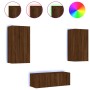 Muebles TV pared con LED 4 pzas madera ingeniería marrón roble de , Muebles TV - Ref: Foro24-3216824, Precio: 183,21 €, Descu...