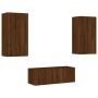 Muebles TV pared con LED 4 pzas madera ingeniería marrón roble de , Muebles TV - Ref: Foro24-3216824, Precio: 183,21 €, Descu...