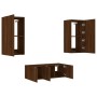 TV-Wandmöbel mit LED-Beleuchtung, 4-teilig, aus braunem Eichen-Ingenieurholz. von , TV-Möbel - Ref: Foro24-3216824, Preis: 18...