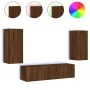 Muebles TV pared con LED 4 pzas madera ingeniería marrón roble by , TV Furniture - Ref: Foro24-3216845, Price: 170,09 €, Disc...