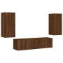 Muebles TV pared con LED 4 pzas madera ingeniería marrón roble by , TV Furniture - Ref: Foro24-3216845, Price: 171,60 €, Disc...