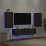 Muebles TV pared con LED 4 pzas madera ingeniería marrón roble by , TV Furniture - Ref: Foro24-3216845, Price: 170,09 €, Disc...