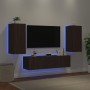 Muebles TV pared con LED 4 pzas madera ingeniería marrón roble by , TV Furniture - Ref: Foro24-3216845, Price: 171,60 €, Disc...