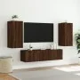Muebles TV pared con LED 4 pzas madera ingeniería marrón roble by , TV Furniture - Ref: Foro24-3216845, Price: 170,09 €, Disc...