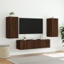 Muebles TV pared con LED 4 pzas madera ingeniería marrón roble by , TV Furniture - Ref: Foro24-3216845, Price: 171,60 €, Disc...