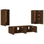 Muebles TV pared con LED 4 pzas madera ingeniería marrón roble by , TV Furniture - Ref: Foro24-3216845, Price: 170,09 €, Disc...