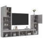 Muebles TV pared con LED 4 pzas madera ingeniería gris Sonoma de , Muebles TV - Ref: Foro24-3216659, Precio: 182,23 €, Descue...