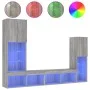 Muebles TV pared con LED 4 pzas madera ingeniería gris Sonoma by , TV Furniture - Ref: Foro24-3216659, Price: 177,76 €, Disco...