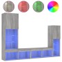 TV-Wandmöbel mit LED-Beleuchtung, 4-teilig, aus grauem Sonoma-Ingenieurholz. von , TV-Möbel - Ref: Foro24-3216659, Preis: 182...
