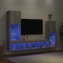 Muebles TV pared con LED 4 pzas madera ingeniería gris Sonoma de , Muebles TV - Ref: Foro24-3216659, Precio: 182,23 €, Descue...