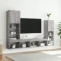 Muebles TV pared con LED 4 pzas madera ingeniería gris Sonoma by , TV Furniture - Ref: Foro24-3216659, Price: 177,76 €, Disco...