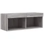 Muebles TV pared con LED 4 pzas madera ingeniería gris Sonoma by , TV Furniture - Ref: Foro24-3216659, Price: 177,76 €, Disco...