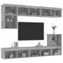 TV-Wandmöbel mit LED-Beleuchtung, 8-teilig, aus grauem Beton-Ingenieurholz. von , TV-Möbel - Ref: Foro24-3216671, Preis: 218,...