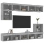 TV-Wandmöbel mit LED-Beleuchtung, 8-teilig, aus grauem Beton-Ingenieurholz. von , TV-Möbel - Ref: Foro24-3216671, Preis: 221,...