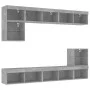 TV-Wandmöbel mit LED-Beleuchtung, 8-teilig, aus grauem Beton-Ingenieurholz. von , TV-Möbel - Ref: Foro24-3216671, Preis: 218,...