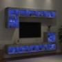 TV-Wandmöbel mit LED-Beleuchtung, 8-teilig, aus grauem Beton-Ingenieurholz. von , TV-Möbel - Ref: Foro24-3216671, Preis: 221,...