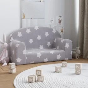 Sofá de niños de 2 plazas felpa suave gris claro con estrellas by , Baby and Toddler Furniture - Ref: Foro24-357010, Price: 4...
