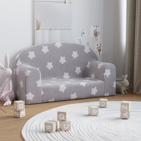 Sofá de niños de 2 plazas felpa suave gris claro con estrellas by , Baby and Toddler Furniture - Ref: Foro24-357010, Price: 4...