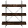 Librería 3 estantes madera ingeniería roble humo 100x33x108,5cm de , Librerías y estanterías - Ref: Foro24-837689, Precio: 47...