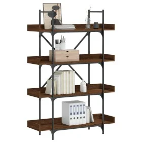Bücherregal mit 4 Regalen aus braunem Ingenieurholz, 100x33x145,5 cm. von , Bücherregale und Regale - Ref: Foro24-837696, Pre...