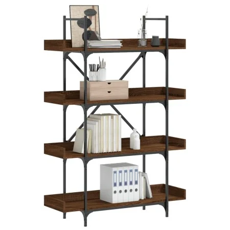 Librería de 4 estantes madera ingeniería marrón 100x33x145,5 cm by , Bookcases and shelves - Ref: Foro24-837696, Price: 62,90...