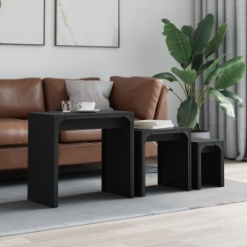 Mesas de centro apilables 3 piezas madera de ingeniería negro by , Coffee table - Ref: Foro24-837822, Price: 54,61 €, Discoun...
