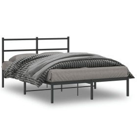 Estructura de cama con cabecero metal negro 135x190 cm de , Camas y somieres - Ref: Foro24-355364, Precio: 85,90 €, Descuento: %