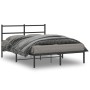 Estructura de cama con cabecero metal negro 135x190 cm de , Camas y somieres - Ref: Foro24-355364, Precio: 85,72 €, Descuento: %