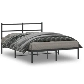 Bed frame with black metal headboard 140x200 cm by , Beds and slatted bases - Ref: Foro24-355366, Price: 98,00 €, Discount: %