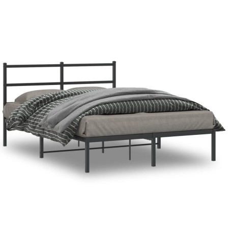 Bed frame with black metal headboard 140x200 cm by , Beds and slatted bases - Ref: Foro24-355366, Price: 99,50 €, Discount: %