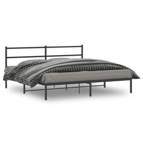 Bed frame with black metal headboard 183x213 cm by , Beds and slatted bases - Ref: Foro24-355370, Price: 95,53 €, Discount: %