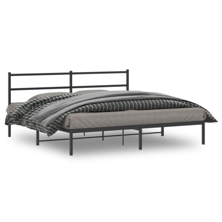 Bed frame with black metal headboard 183x213 cm by , Beds and slatted bases - Ref: Foro24-355370, Price: 96,88 €, Discount: %