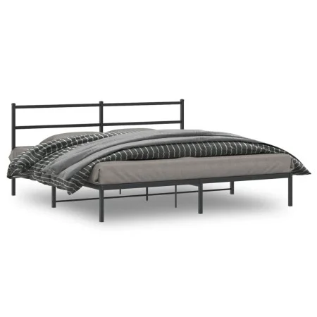 Bettgestell mit schwarzem Metallkopfteil 183x213 cm von , Betten und Lattenroste - Ref: Foro24-355370, Preis: 95,53 €, Rabatt: %