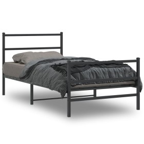 Bed frame with headboard and black metal footboard 107x203cm by , Beds and slatted bases - Ref: Foro24-355379, Price: 75,93 €...