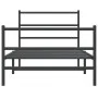Bed frame with headboard and black metal footboard 107x203cm by , Beds and slatted bases - Ref: Foro24-355379, Price: 74,75 €...