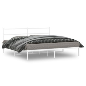 Estructura de cama de metal con cabecero blanco 193x203 cm