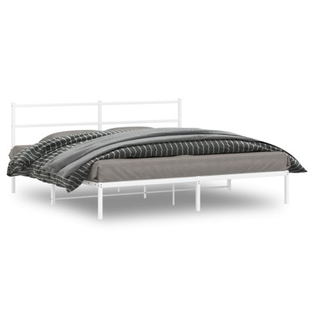 Estructura de cama de metal con cabecero blanco 193x203 cm de , Camas y somieres - Ref: Foro24-355420, Precio: 99,41 €