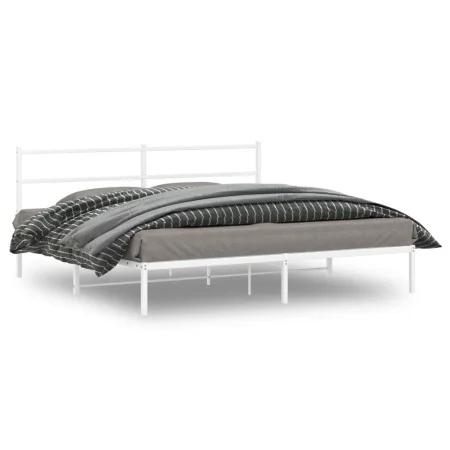 Metal bed frame with white headboard 193x203 cm by , Beds and slatted bases - Ref: Foro24-355420, Price: 98,12 €, Discount: %