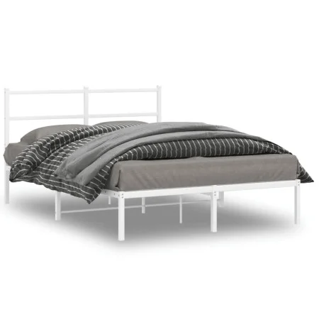 White metal bed frame with headboard 140x200 cm by , Beds and slatted bases - Ref: Foro24-355415, Price: 98,82 €, Discount: %