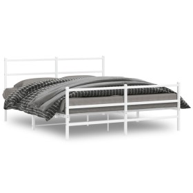 Estructura cama metal con cabecero y estribo blanco 150x200 cm