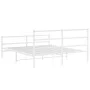 Bettgestell aus Metall mit Kopfteil und weißem Fußteil 150x200 cm von , Betten und Lattenroste - Ref: Foro24-355434, Preis: 1...