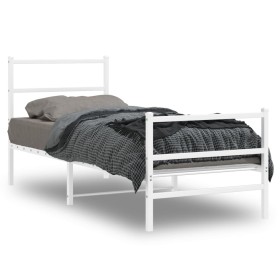 Estructura cama metal con cabecero y estribo blanco 75x190 cm