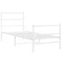 Metal bed frame with headboard and white footboard 75x190 cm by , Beds and slatted bases - Ref: Foro24-355422, Price: 58,60 €...