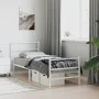 Metal bed frame with headboard and white footboard 75x190 cm by , Beds and slatted bases - Ref: Foro24-355422, Price: 58,60 €...