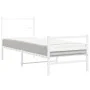 Metal bed frame with headboard and white footboard 75x190 cm by , Beds and slatted bases - Ref: Foro24-355422, Price: 58,60 €...